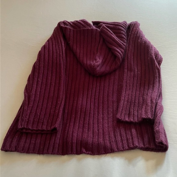 LINDA Matthews Purple button down hooded sweater L - Picture 2 of 9